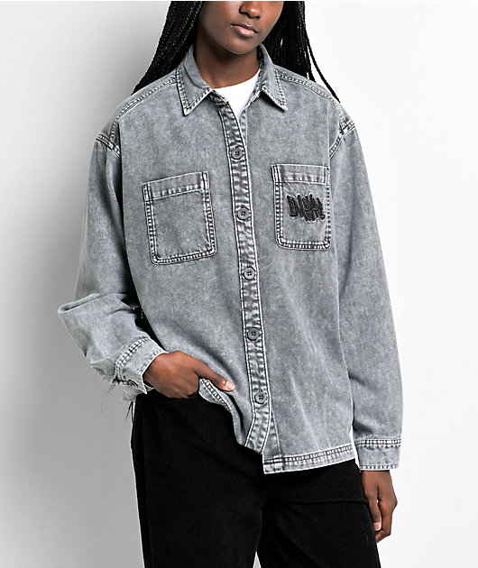 Denim Longsleeve Mineral Wash Top Denim Longsleeve Mineral Wash Top