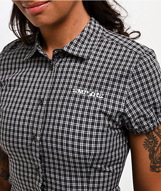 Empyre Alana Plaid Brown Button Up Shirt