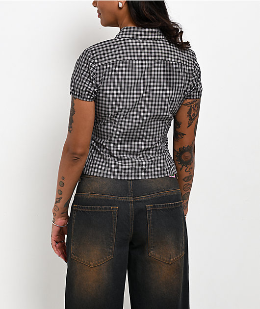 Empyre Alana Plaid Brown Button Up Shirt