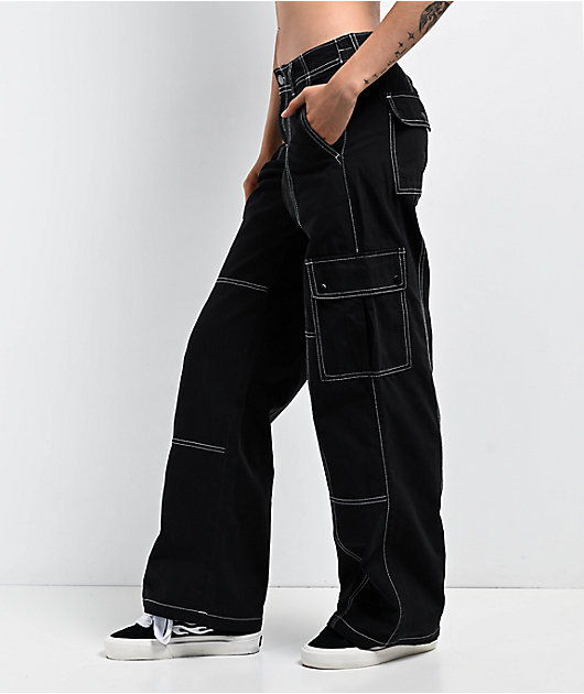 Empyre Alani Low Rise Black Relaxed Cargo Pants | Zumiez