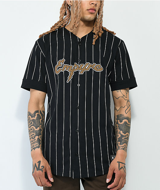 Empyre Chuck White & Black Pinstripe Baseball Jersey - Size L - White - Jerseys - Shirts - Men's Clothing at Zumiez