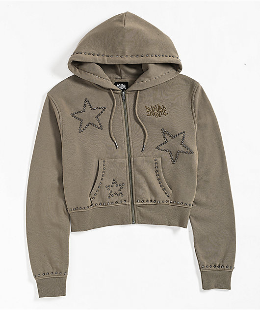 Empyre Angel Green Crop Zip Hoodie | Zumiez