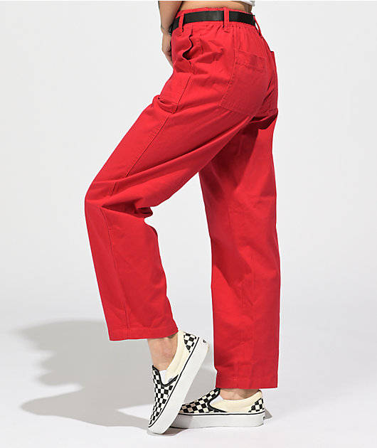 red carpenter pants