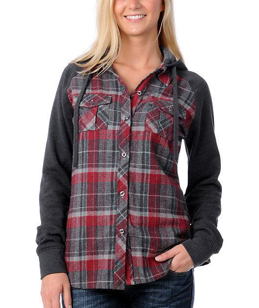 red fleece shirt