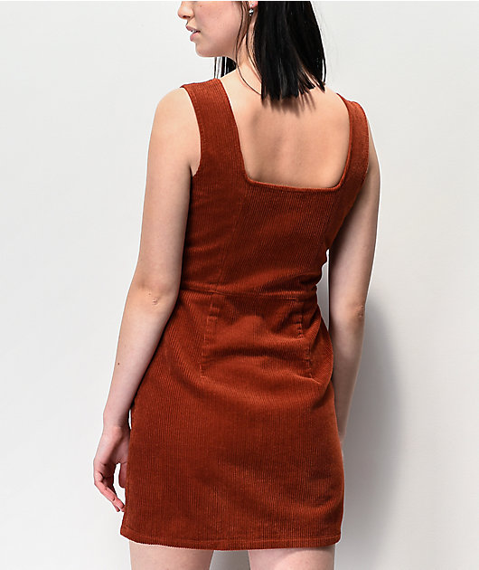 burnt orange corduroy dress