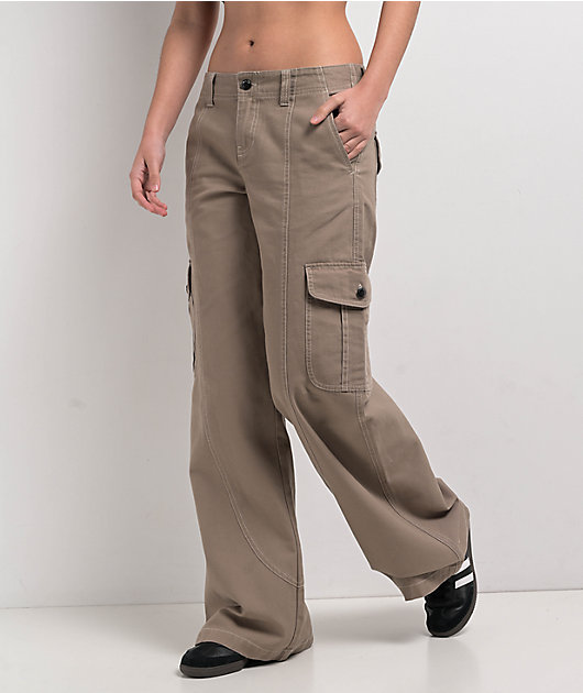 Empyre Audra Taupe Grey Loose Fit Cargo Pants