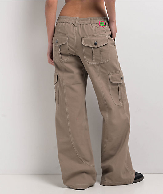 Empyre Audra Taupe Grey Loose Fit Cargo Pants