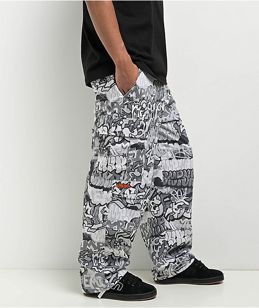 Empyre B&W Graffiti Grey Camo Ultra Loose Cargo Pants