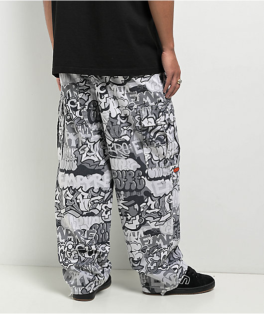 Empyre B&W Graffiti Grey Camo Ultra Loose Cargo Pants