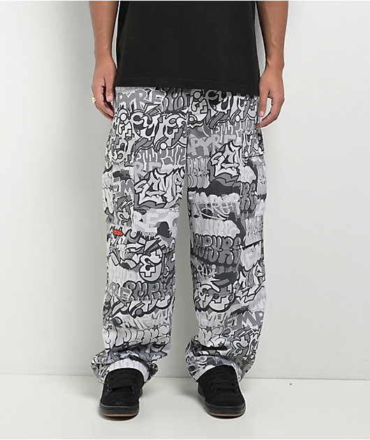 Empyre B&W Graffiti Grey Camo Ultra Loose Cargo Pants | Zumiez