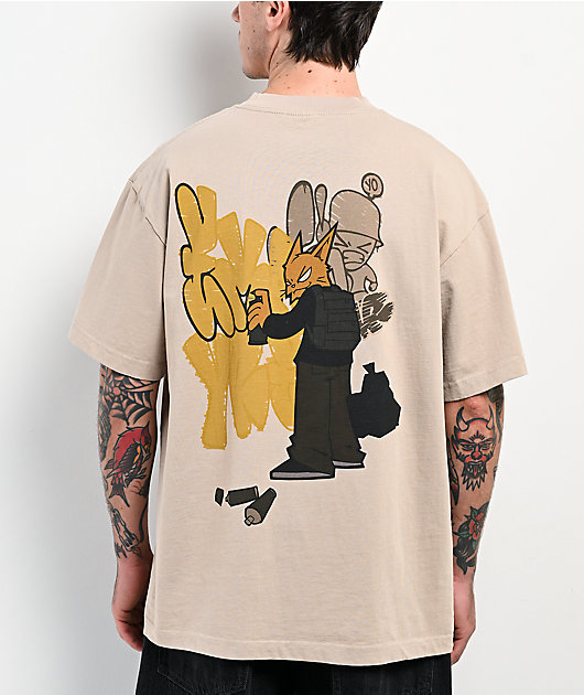 Empyre Backstreet Cat Tan Boxy T-Shirt