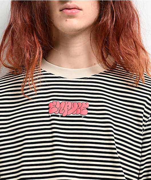 Empyre Bad Cat Micro Stripe Black & White Long Sleeve T-Shirt | Zumiez