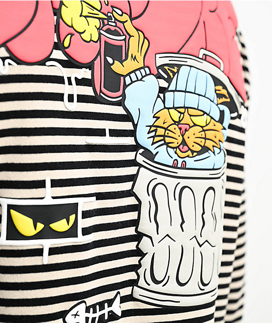 Empyre Bad Cat Micro Stripe Black & White Long Sleeve T-Shirt | Zumiez