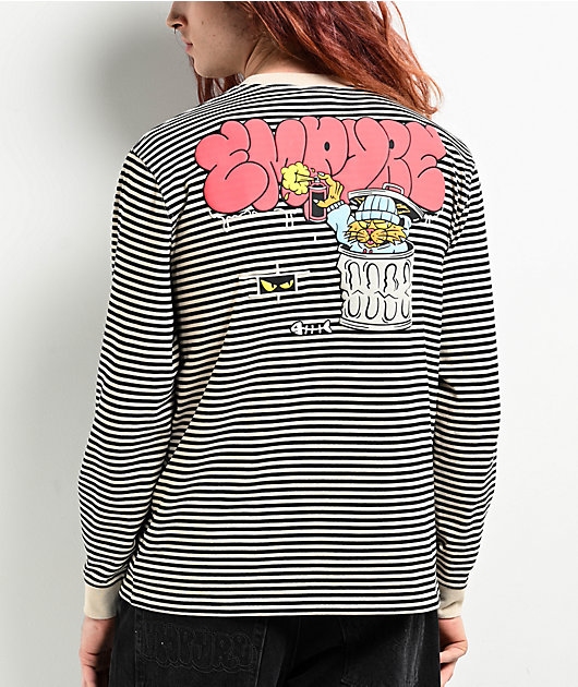 Empyre Bad Cat Micro Stripe Black & White Long Sleeve T-Shirt | Zumiez