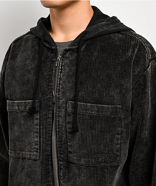 Empyre Black Wash Corduroy Zip Hoodie