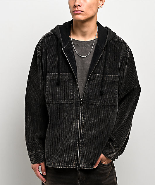 Empyre Black Wash Corduroy Zip Hoodie