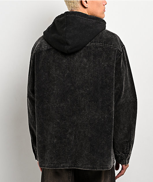 Empyre Black Wash Corduroy Zip Hoodie