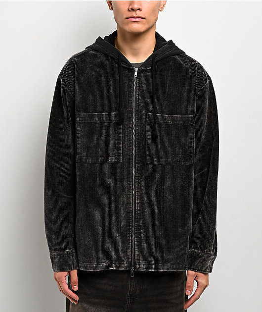 Empyre Black Wash Corduroy Zip Hoodie