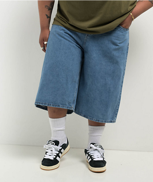 Empyre Blake Ultra Wide Blue Denim Skate Shorts | Zumiez