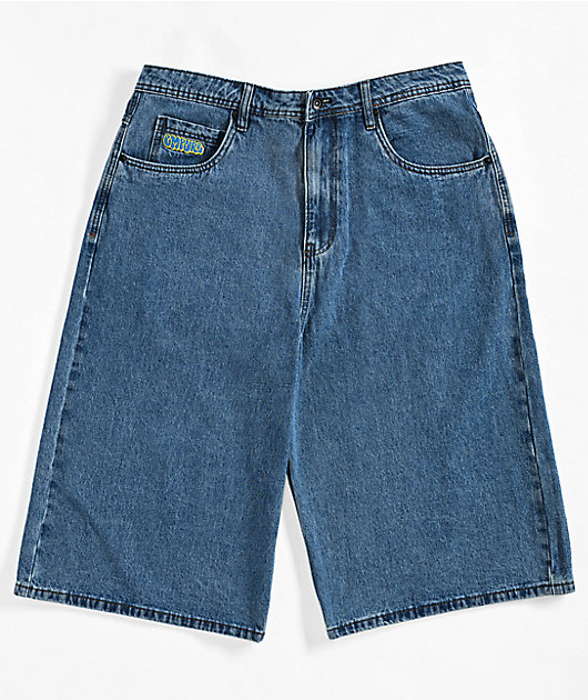 Empyre Blake Ultra Wide Blue Denim Skate Shorts | Zumiez