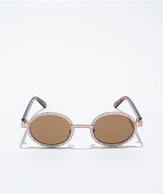 Empyre Bling Brown Round Sunglasses