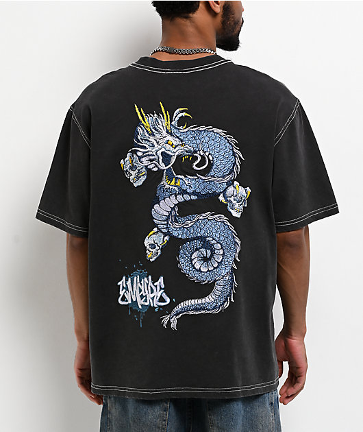 Empyre Blue Dragon Charcoal Wash Boxy T-Shirt