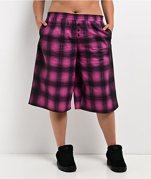 Empyre Bobbi Pink & Black Plaid Oversized Boxer Shorts