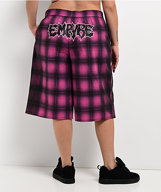 Empyre Bobbi Pink & Black Plaid Oversized Boxer Shorts