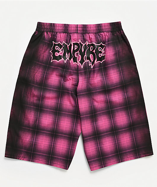 Empyre Bobbi Pink & Black Plaid Oversized Boxer Shorts