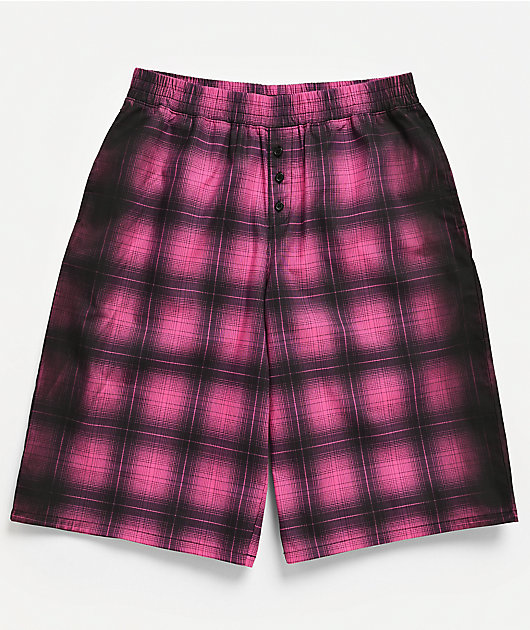 Empyre Bobbi Pink & Black Plaid Oversized Boxer Shorts