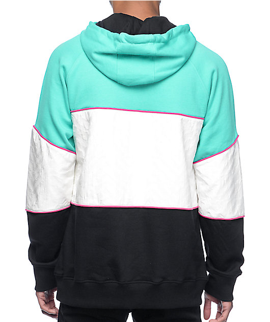 black and teal hoodie