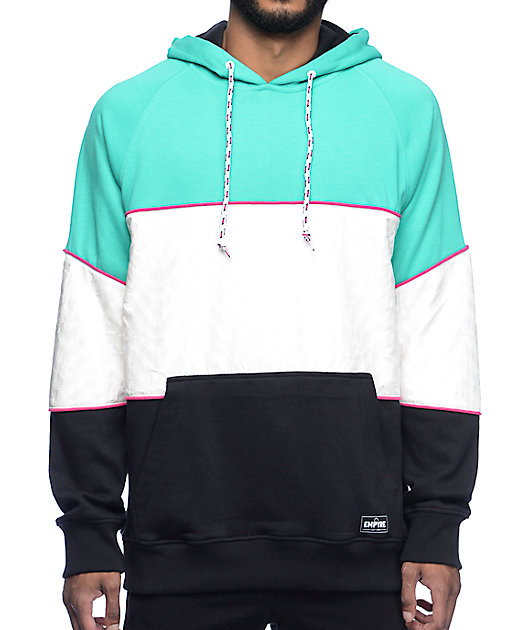 White and teal hoodie Clearance