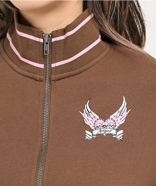 Empyre Bria Hearts Brown Zip Sweatshirt