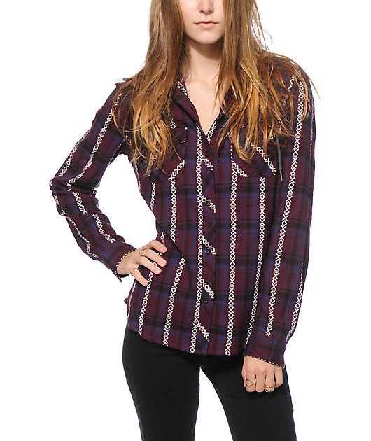 hooded jacquard flannel shirt