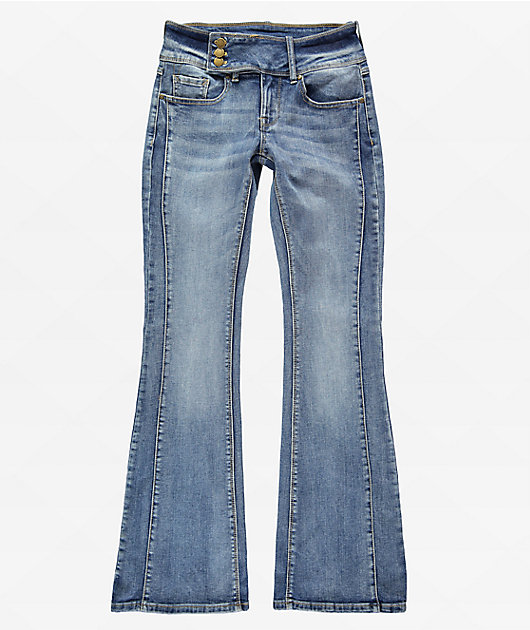 Womens The Kooples blue Striped Low-Rise Flared Jeans