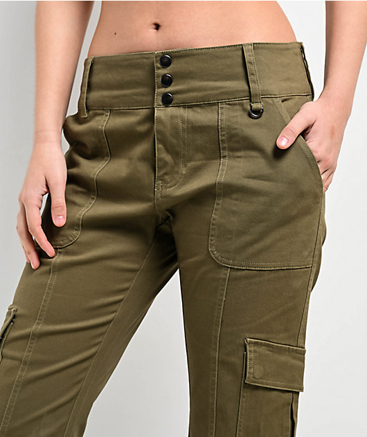 Empyre Britt Y2K Burnt Olive Low Rise Flare Cargo Pants | Zumiez Empyre Britt Y2K Burnt Olive Low Rise Flare Cargo Pants | Zumiez