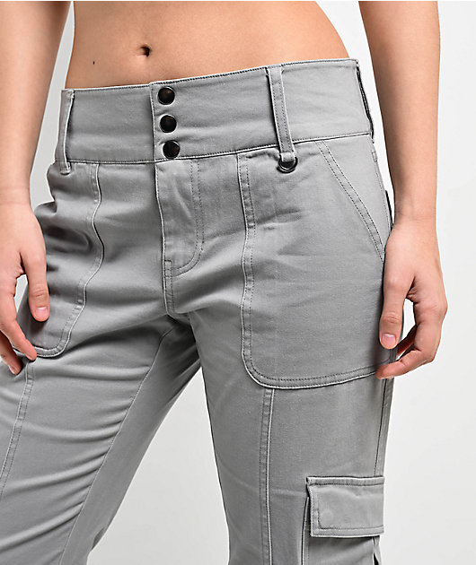Empyre Britt Y2K Limestone Low Rise Flare Cargo Pants