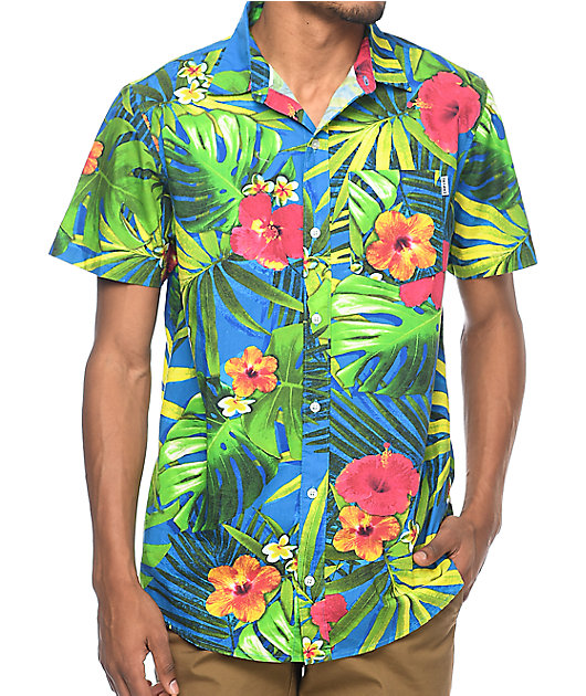 tropical short sleeve button up