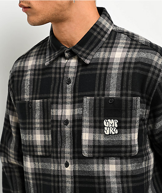 Empyre Browser Black & Grey Plaid Flannel Shirt | Zumiez