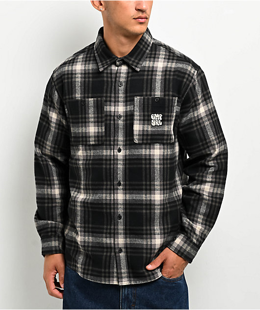 Empyre Browser Black & Grey Plaid Flannel Shirt | Zumiez