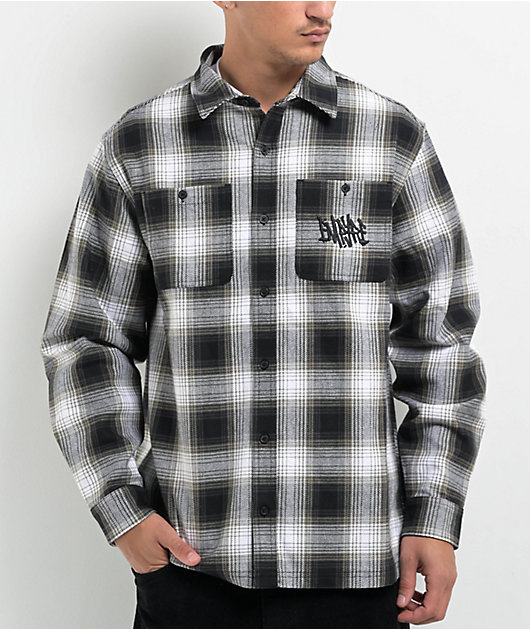 Empyre Browser White & Black Plaid Flannel Shirt | Zumiez