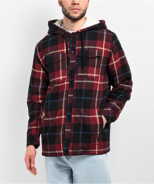 Empyre Cain Red Hooded Flannel Sherpa Jacket Zumiez