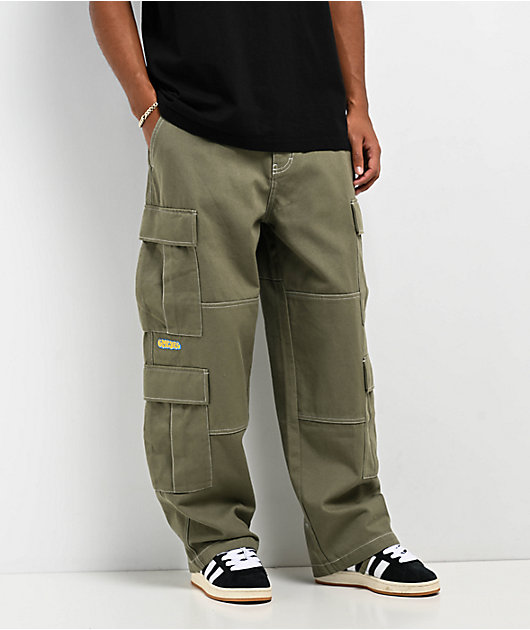 Empyre Canvas Green Ultra Loose Double Cargo Pants | Zumiez