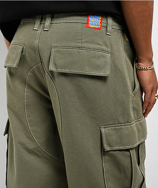 Empyre Canvas Green Ultra Loose Double Cargo Pants | Zumiez