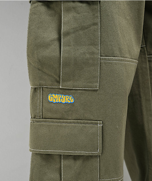 Empyre Canvas Green Ultra Loose Double Cargo Pants | Zumiez