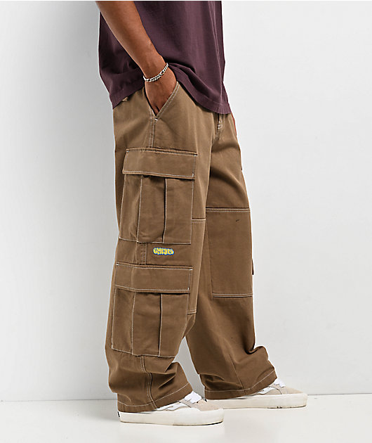 Empyre Canvas Khaki Ultra Loose Double Cargo Pants | Zumiez