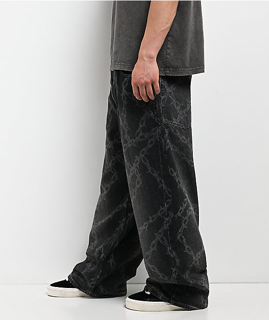 Empyre Chains Grey Wash Ultra Wide Skate Jeans