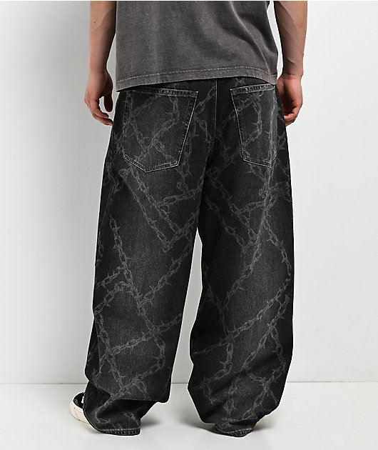 Empyre Chains Grey Wash Ultra Wide Skate Jeans