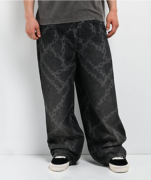 Empyre Chains Grey Wash Ultra Wide Skate Jeans