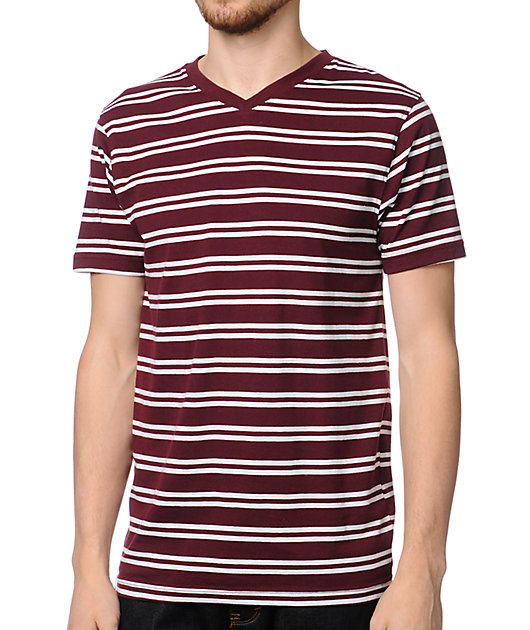 dark red striped shirt